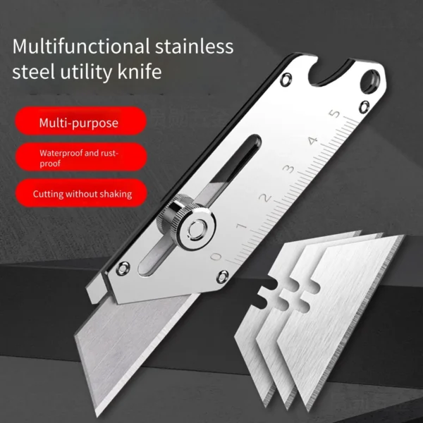 Heavy-Duty Industrial Utility Knife Compact Stainless Steel Craft Cutter